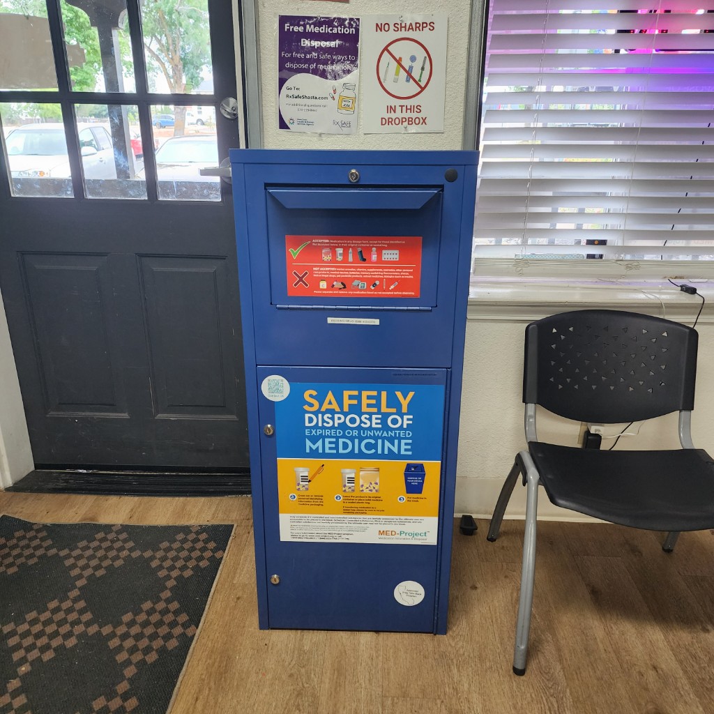MED-Project drug disposal kiosk inside Redding Drug lobby